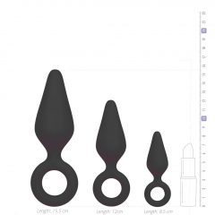   Easytoys - Anální dildo s kroužkem na uchopení - 3ks (černé)