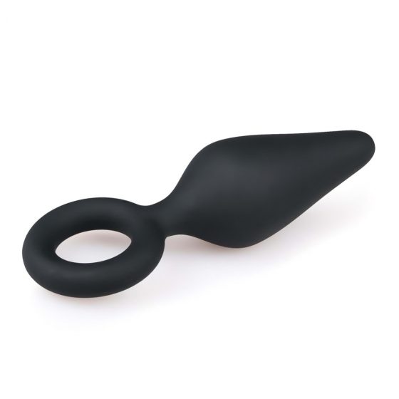 Easytoys Pointy Plug - anální dildo s úchytovým kroužkem - střední (černá)