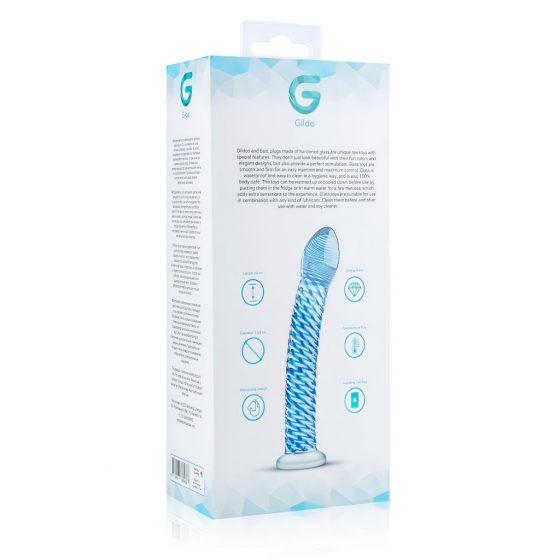 Gildo Glass No. 5 - spirálové skleněné dildo (průsvitné modré)