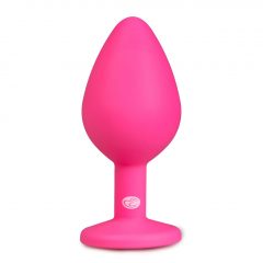   Easytoys Diamond - kovové anální dildo s bílým kamínkem (střední) - růžové