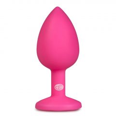   Easytoys Diamond - anální dildo s bílým kamínkem (malé) - růžové