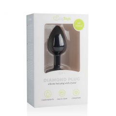   Easytoys Diamond - anální kolík s bílým kamínkem (malý) - černý