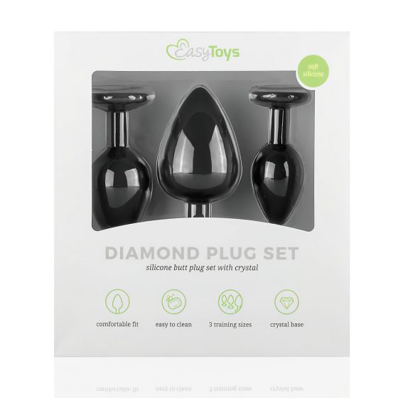 Easytoys Diamond - sada análních vibrátorů (černá)