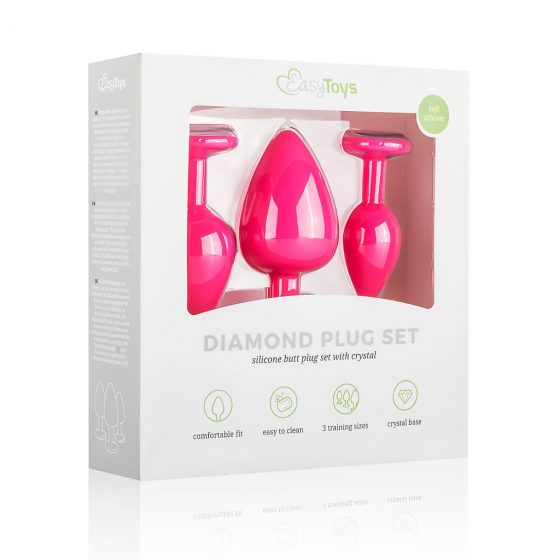 Easytoys Diamond Anální dilda sada (růžová)