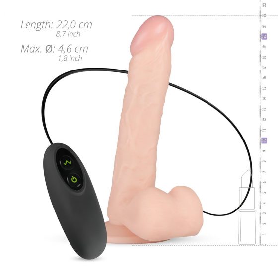 Real Fantasy Lewis - bezdrátové, připínací dildo s varlaty (22 cm) - přírodní