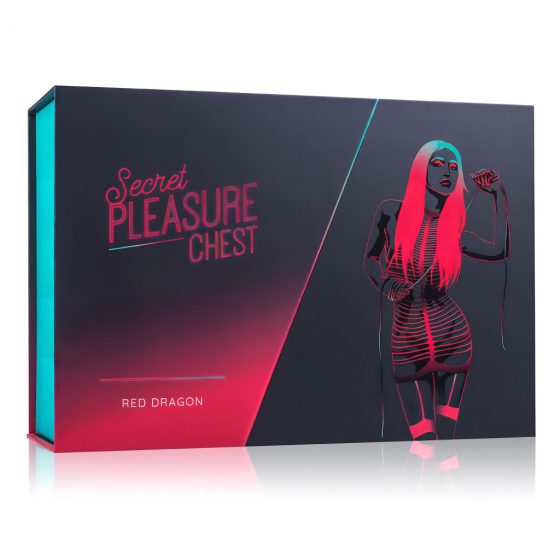 Secret Pleasure Chest - sada pro pokročilé BDSM - 10 kusů (červená)