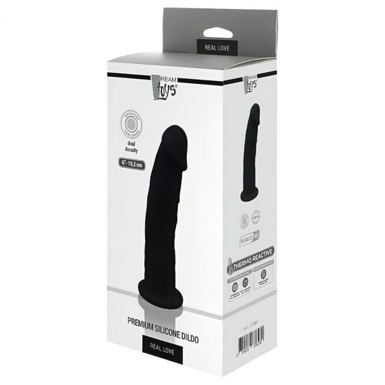 / Dreamtoys Real Love - realistické dvouvrstvé dildo reagující na teplo (černé)