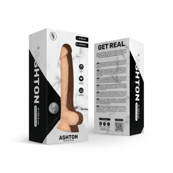 Real Fantasy Ashton - nohy, varlata, realistické dildo (20,5 cm) - přírodní