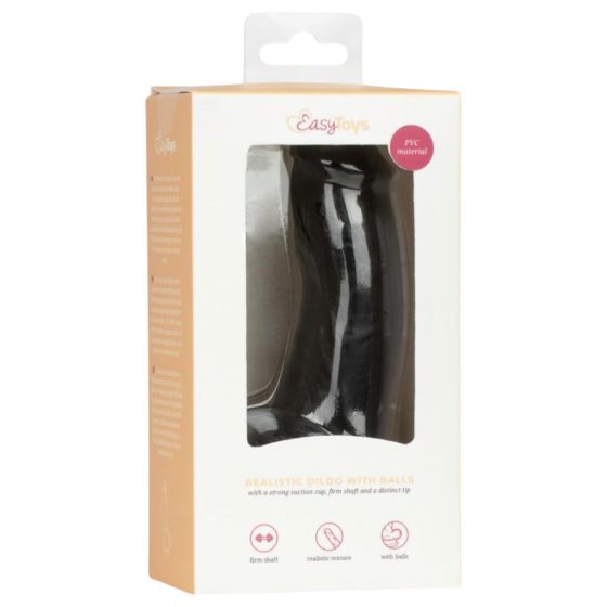 Easytoys - realistické dildo s varlaty - 12 cm (černé)