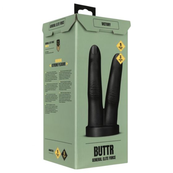 BUTTR Victory - dvojitý prstový anální dildo (černý)