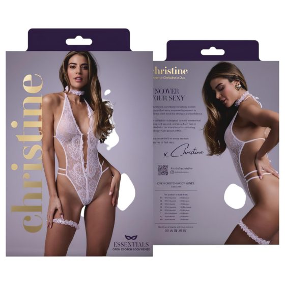 Christine - otevřený body set (bílý)