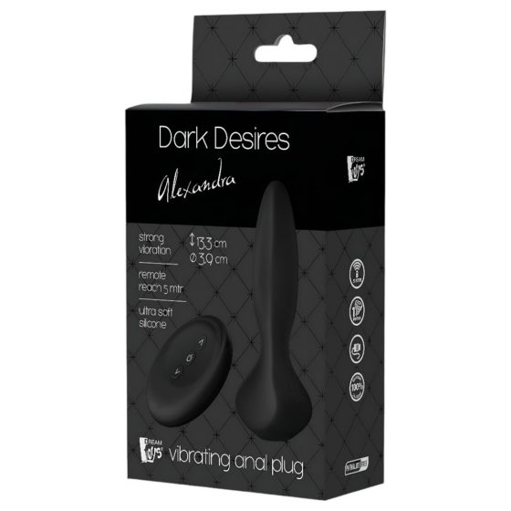 Dark Desires Alexandra - bezdrátový rádiový anální vibrátor (černý)