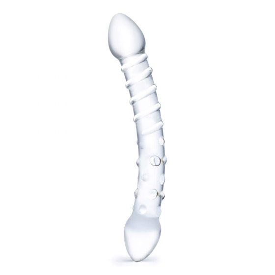 GLAS - klasické skleněné anální dildo dvojité (průsvitné)