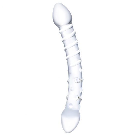 GLAS - klasické skleněné anální dildo dvojité (průsvitné)