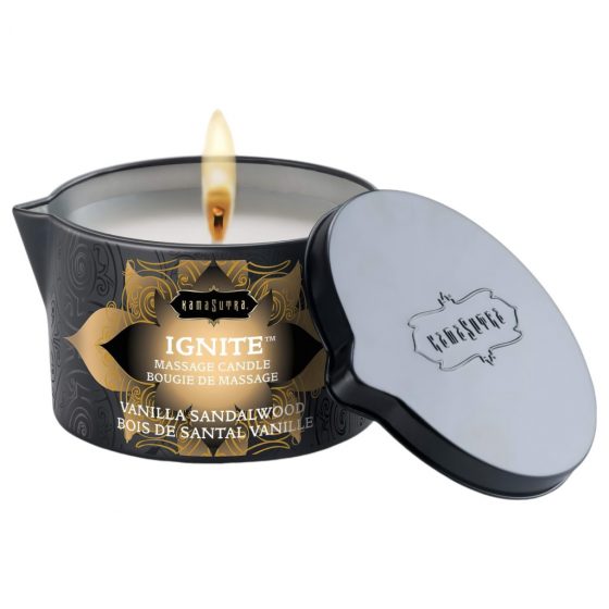 KamaSutra Ignite Tahitian Vanilla Sandalwood - veganská masážní svíčka (vanilka-santálové dřevo) - 170g