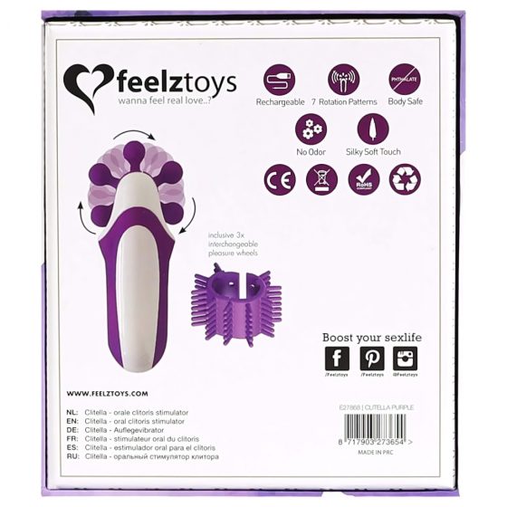 FEELZTOYS Clitella - nabíjecí rotační orální vibrátor (fialový)