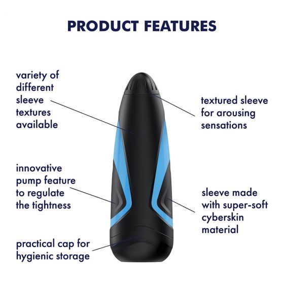 Satisfyer Men One masturbátor a Lusty Tongues vložka (modro-černá)