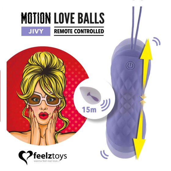 FEELZTOYS Jivy - nabíjecí vibrační vajíčko s posuvem na dálkové ovládání (fialové)