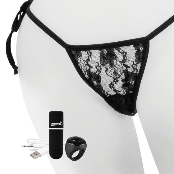 MySecret Screaming Panty - vibrační tanga na dálkové ovládání - černé (S-L)