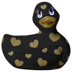   My Duckie Romance 2.0 - vodotěsný vibrátor na klitoris - kačenka se srdíčky (černo-zlatá)