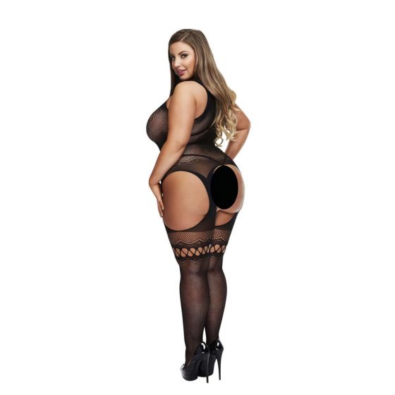 Baci Plus Size - punčochová souprava s vlnitým vzorkováním - černá (XL-XXL)