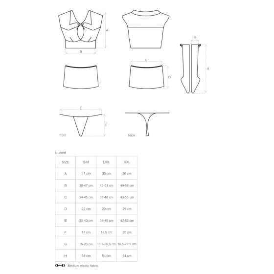 / Obsessive Student - kostým studentky (5 dílná souprava)