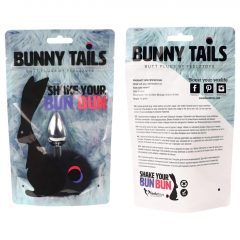   FEELZTOYS Bunny Tails - kovový anální dildo s králičím ocáskem (stříbrno-černý)