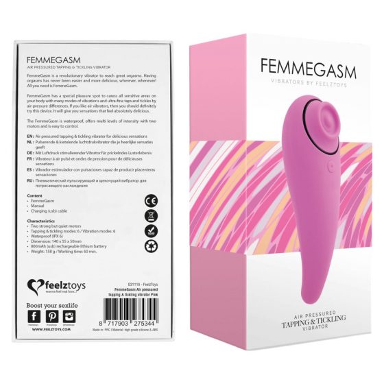 FEELZTOYS Femmegasm - dobíjecí, vodotěsný vaginální a klitorální vibrátor (růžový)