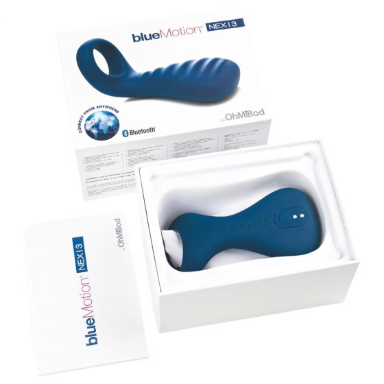 OHMIBOD Bluemotion Nex 3 - chytrý dobíjecí vibrační kroužek na penis (modrý)