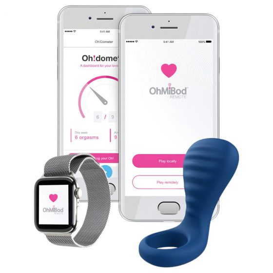 OHMIBOD Bluemotion Nex 3 - chytrý dobíjecí vibrační kroužek na penis (modrý)