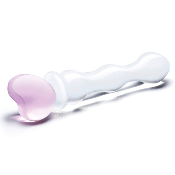 GLAS - skleněné dildo ve tvaru srdce (průsvitné)