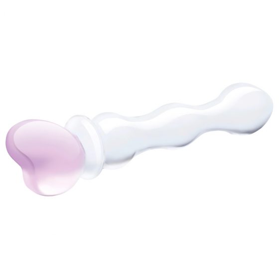 GLAS - skleněné dildo ve tvaru srdce (průsvitné)