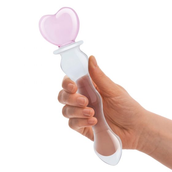 GLAS - skleněné dildo ve tvaru srdce (průsvitné)