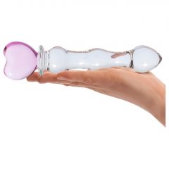 GLAS - skleněné dildo ve tvaru srdce (průsvitné)