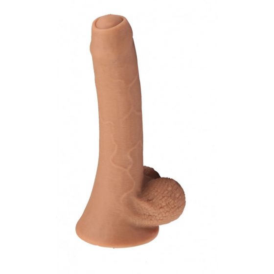 Tracys Dog - předkožkátor dildo s varlaty (21 cm) - tělová barva