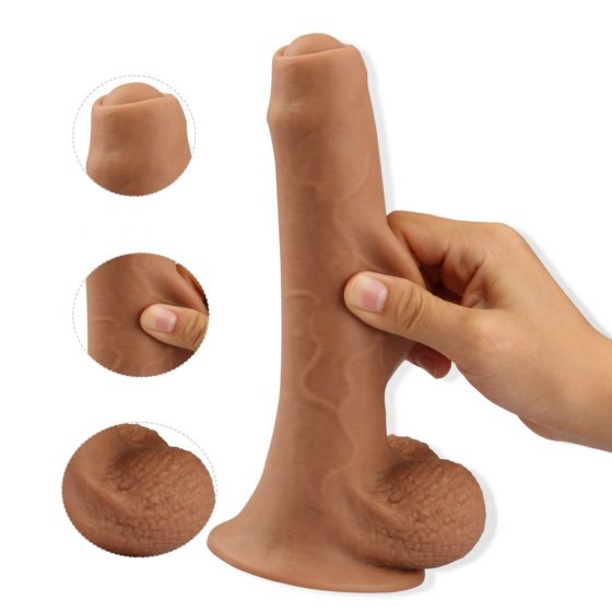 Tracys Dog - předkožkátor dildo s varlaty (21 cm) - tělová barva